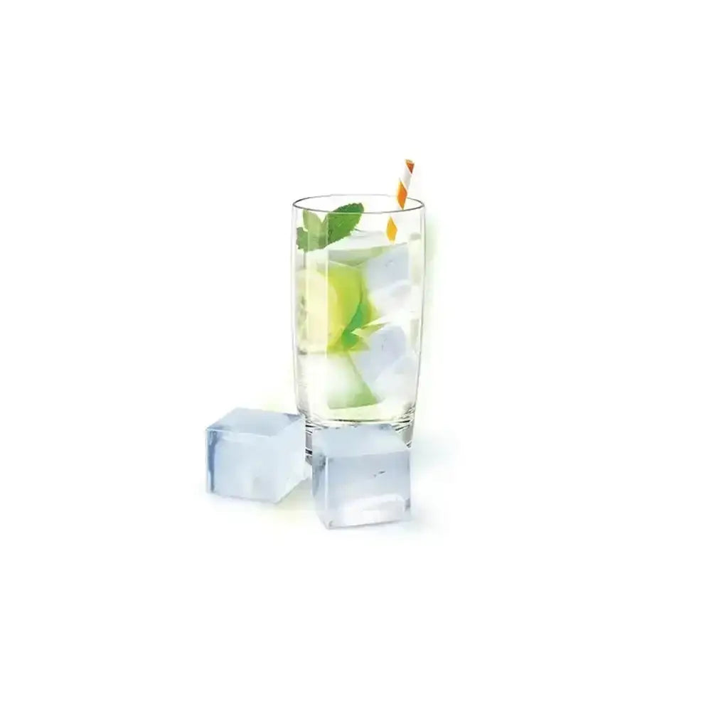 Clear glass highball with ice lime and mint made using zoku jumbo silicone ice trays with lids set of 2