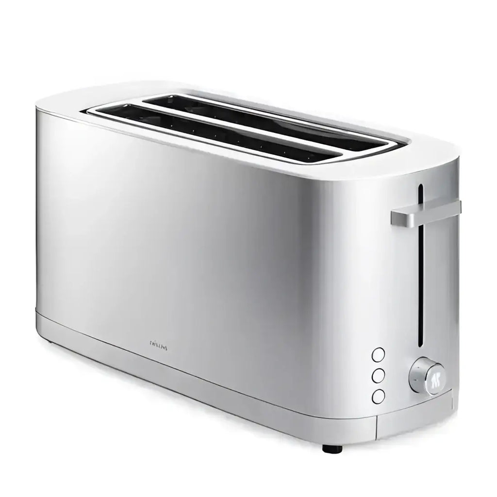 Silver toaster on a white background