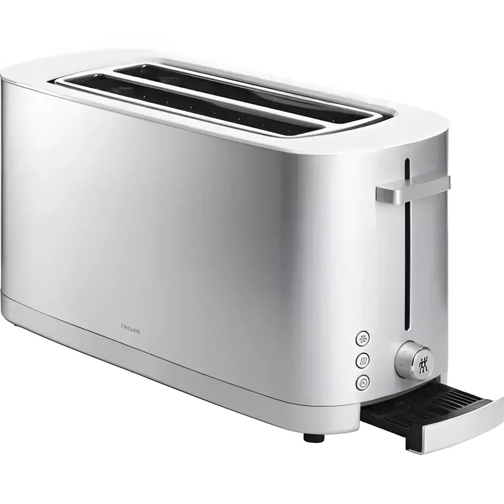 Silver toaster on a white background