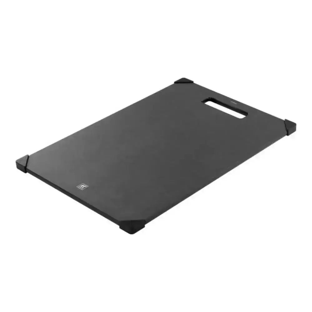 Black portable mat with a handle on a white background