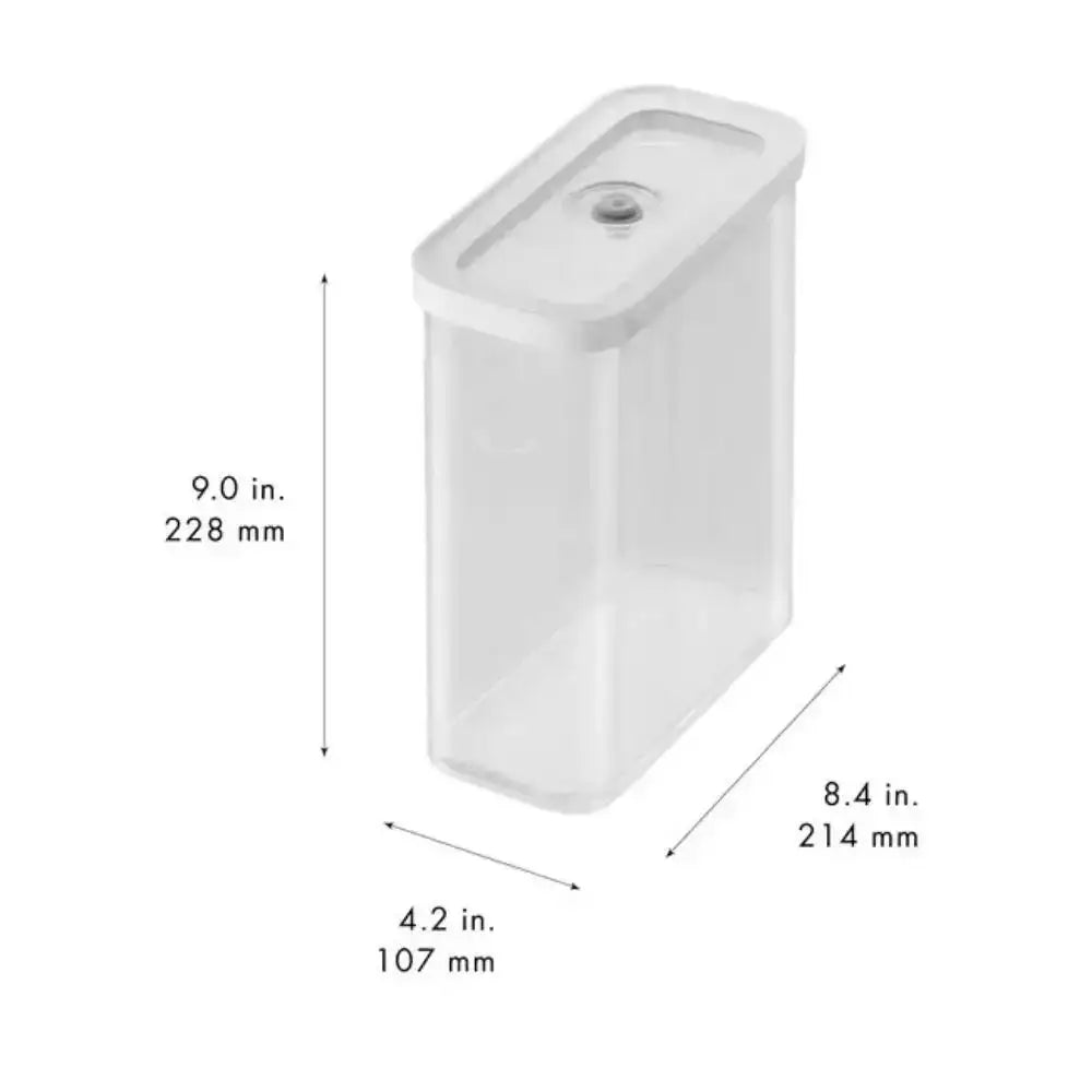 White rectangular container with dimensions labeled on a white background