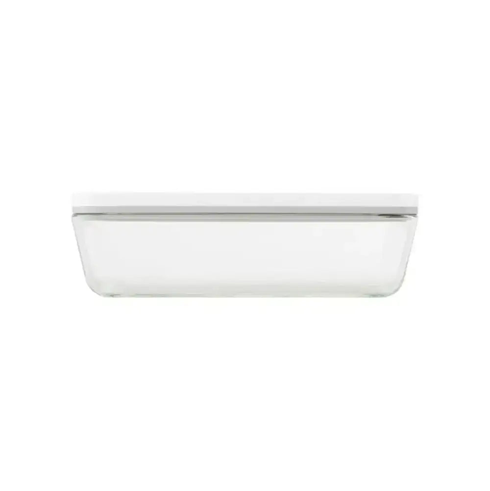 White rectangular container with a lid on a white background