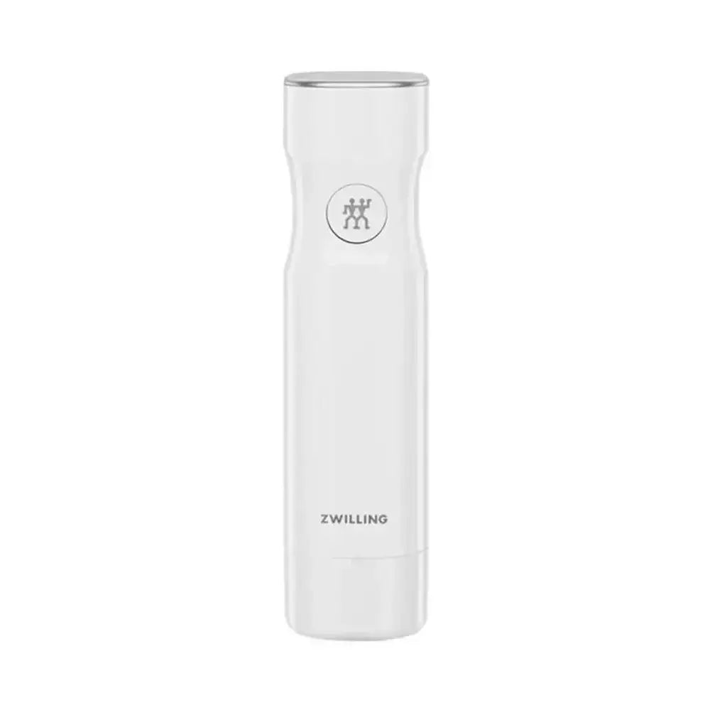 Clear glass tumbler with a logo on a white background