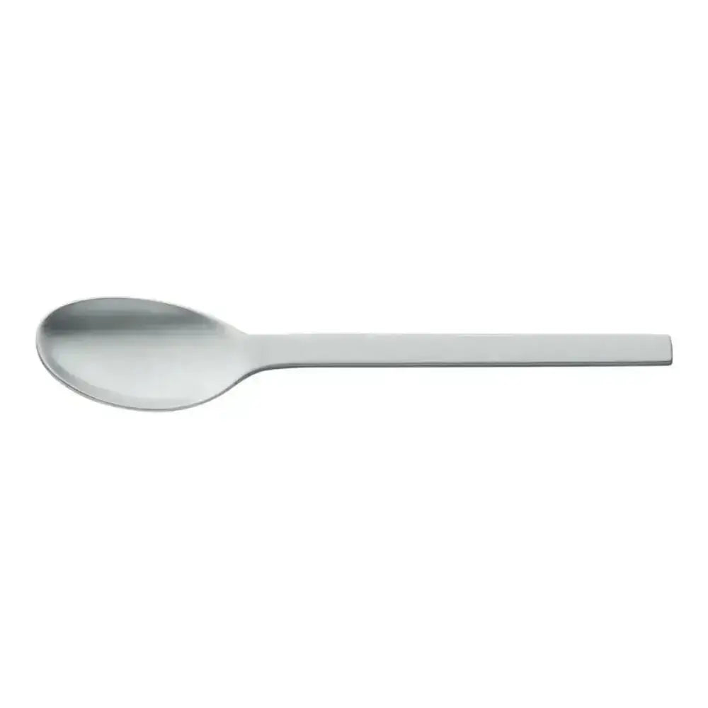 Silver spoon on a white background