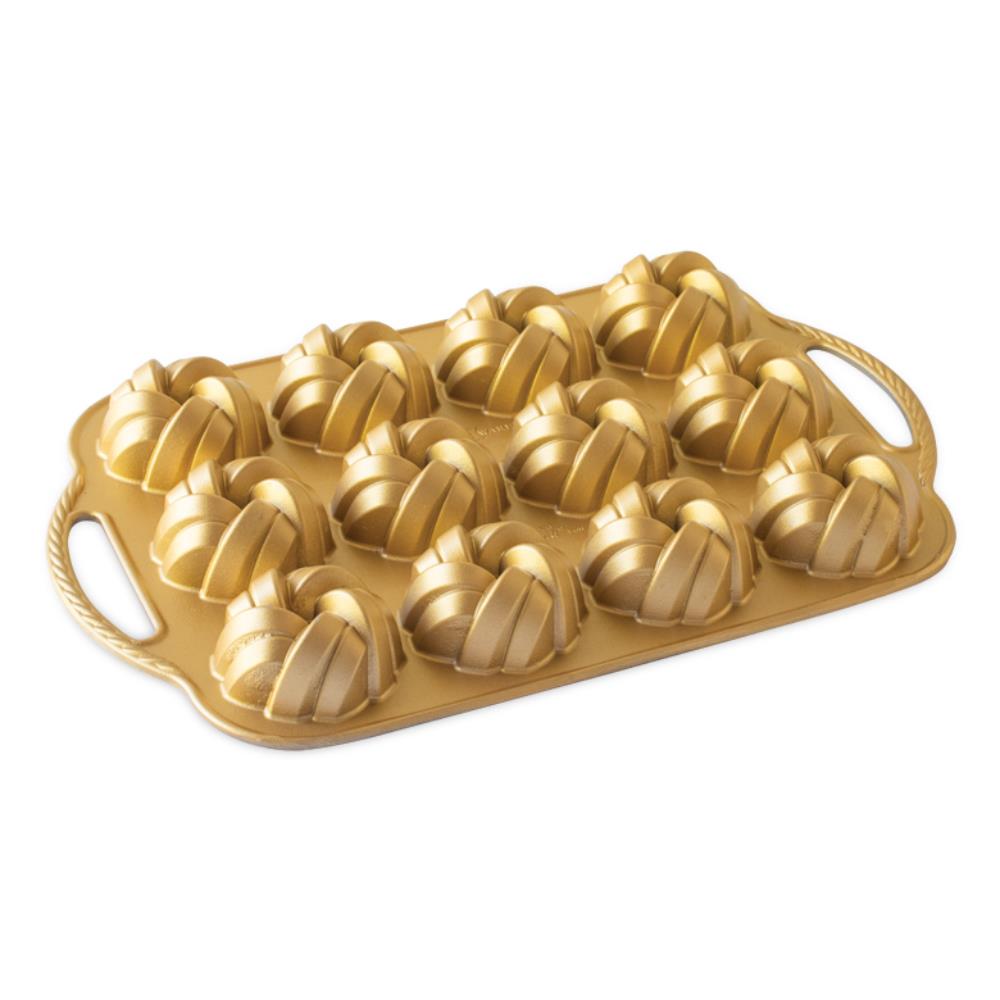 95377_Braided_Mini_Bundt_1 jpg Nordic Ware 75th Anniversary Gold Braided Bundt Bites Pan - Image 1