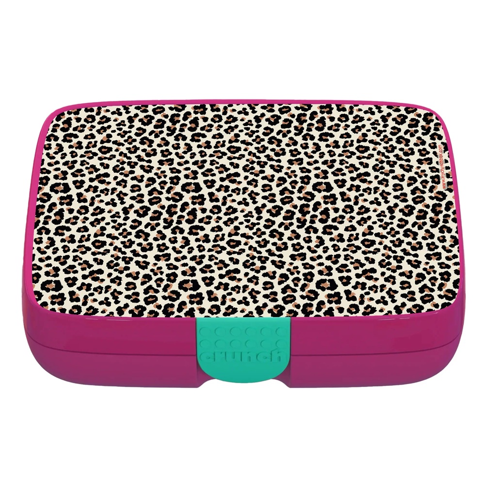 Crunchbox-Classic-Lunchbox-leopard Crunchbox Classic 5 Compartment Lunchbox Pink - Image 1
